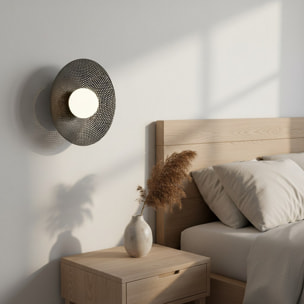 Lampada a parete Vibez in acciaio nero opaco