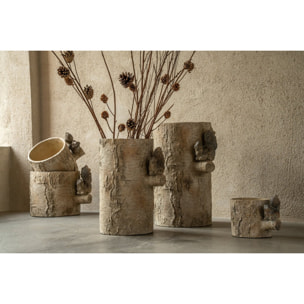J-Line Cache-pot écureuil - ciment - beige/marron - small