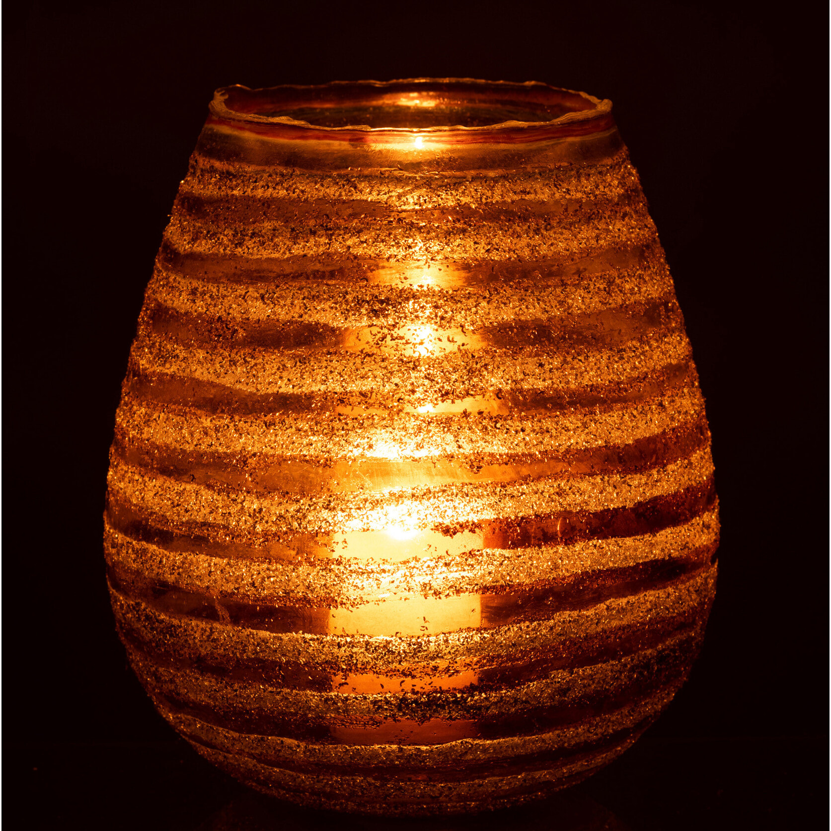 J-Line photophore Lignes Rond - verre - marron - large