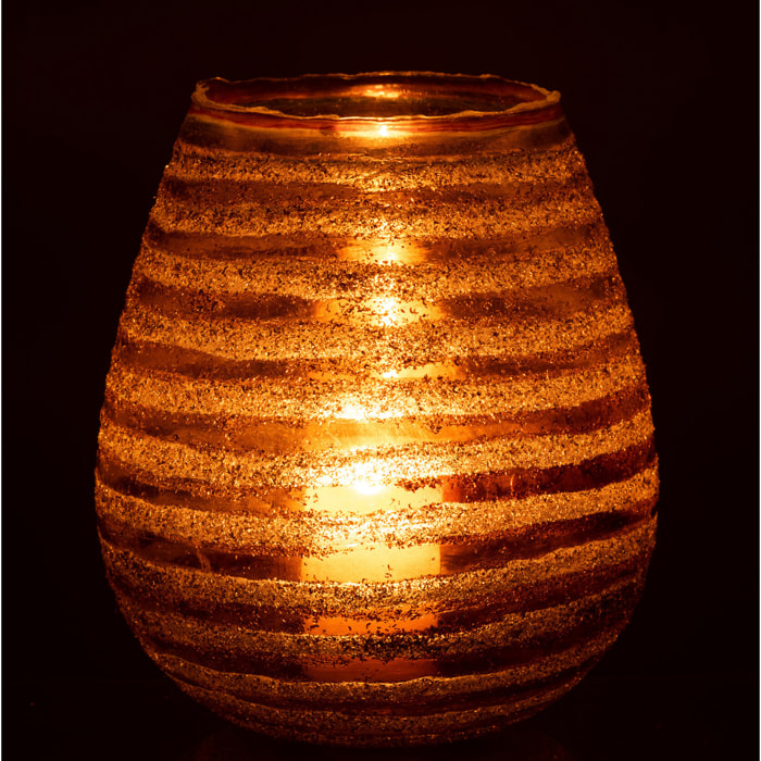 J-Line photophore Lignes Rond - verre - marron - large