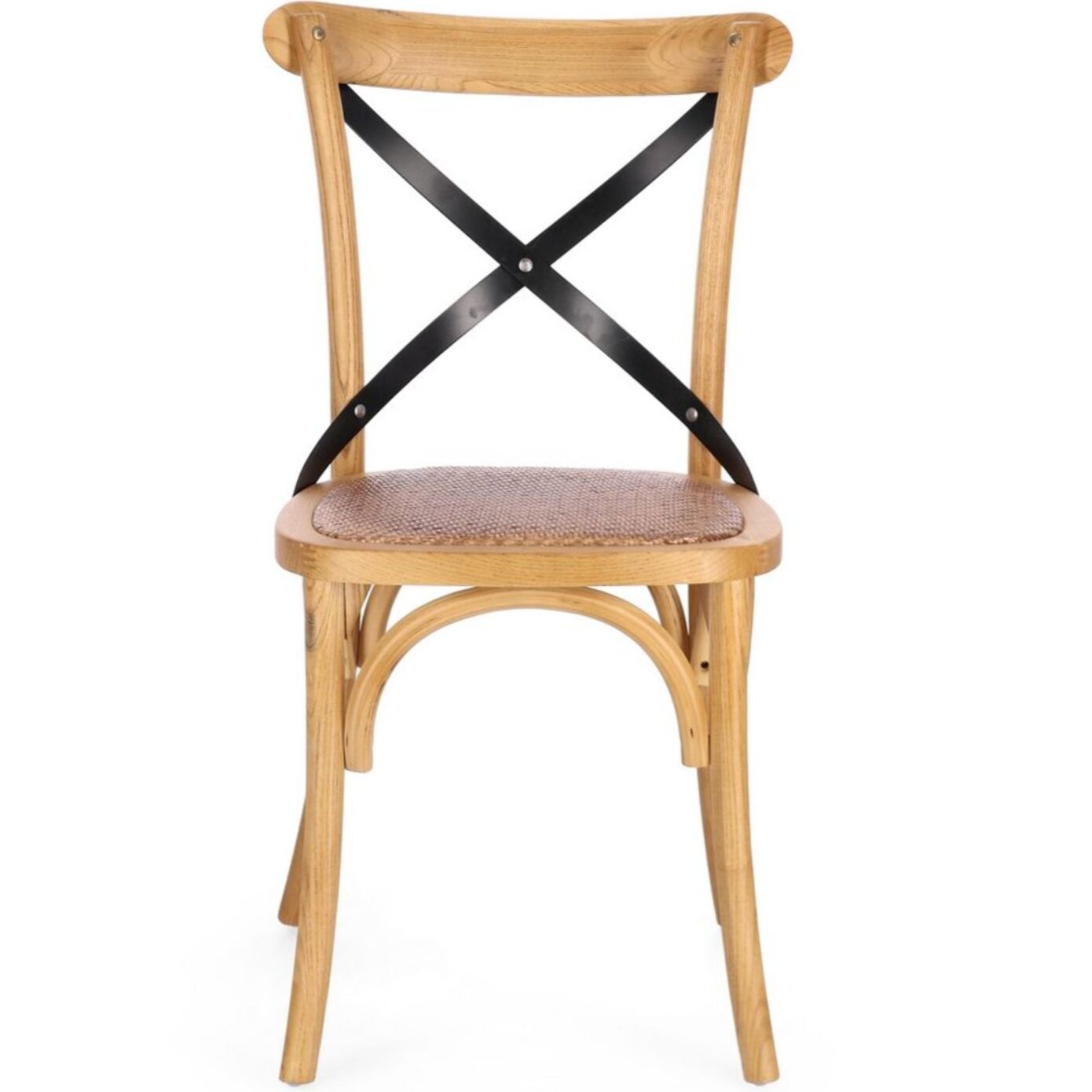 Set di sedie CROSS METAL in legno di olmo naturale e stecche acciaio nero