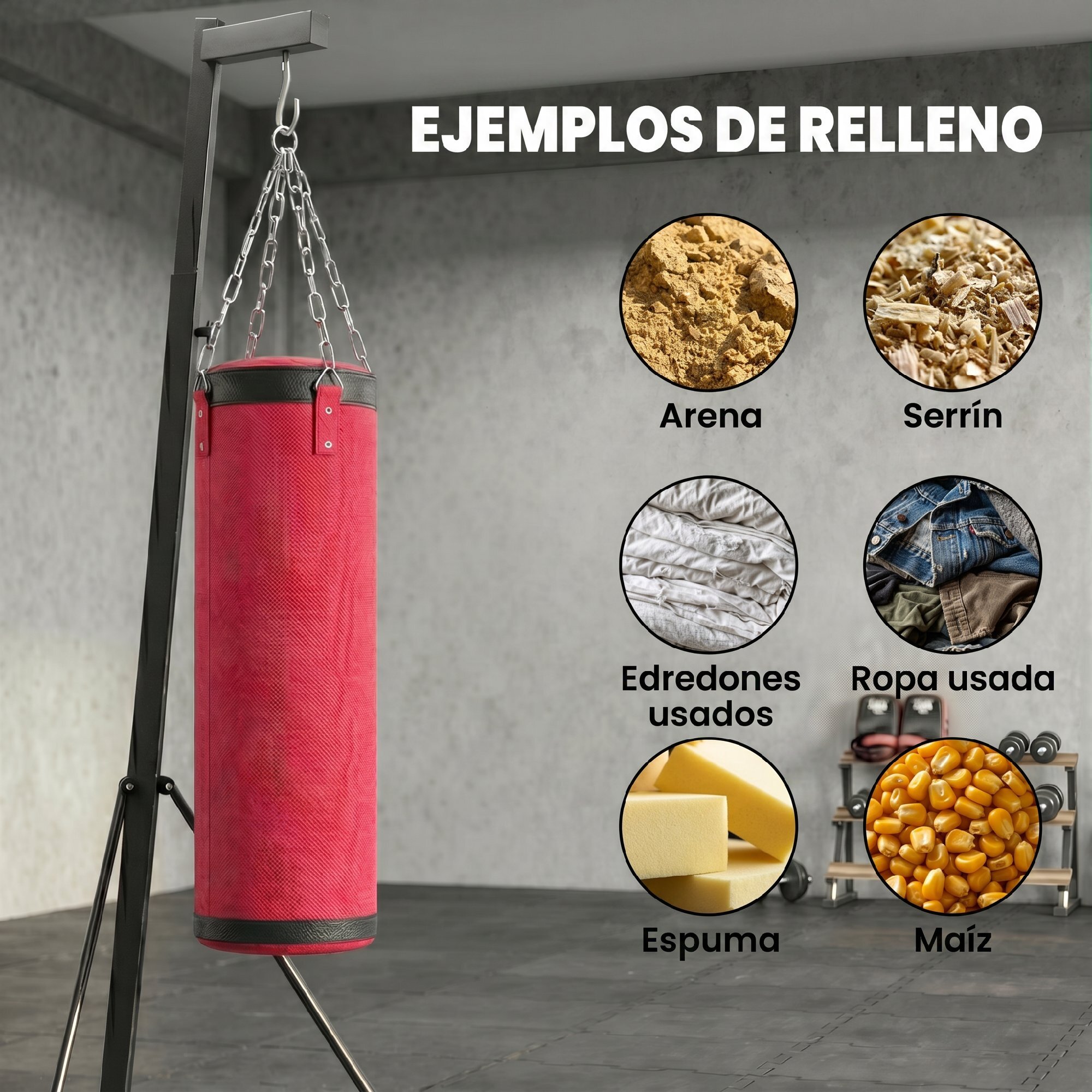 Soporte para Saco de Boxeo de Pie de Acero, Soporte para Bolsa de Boxeo con Altura Ajustable 175–220 cm y 185–231 cm, Base Pesada y Bolsa de Arena, Entrenamiento para MMA, Gimnasio en Casa