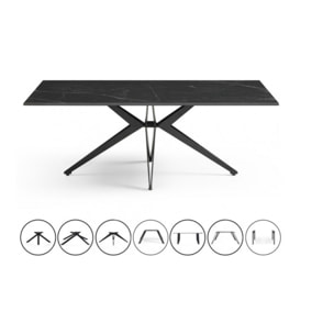 Table basse en céramique 120x60cm marbre noir pieds métal - UNIK