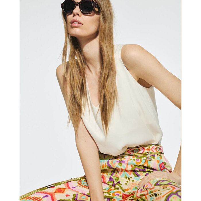 Pantaloni seta stampa culotte