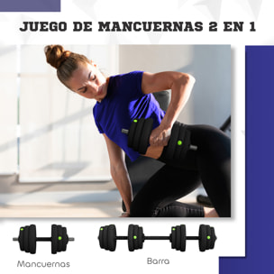 Juego de Mancuernas Ajustables, 2 en 1, 25kg, Juego de Pesas con Barras de Conexión y Mangos Antideslizantes, Pesas y Mancuernas para Hombres y Mujeres, Ejercicio de Fitness, Gimnasio en Casa