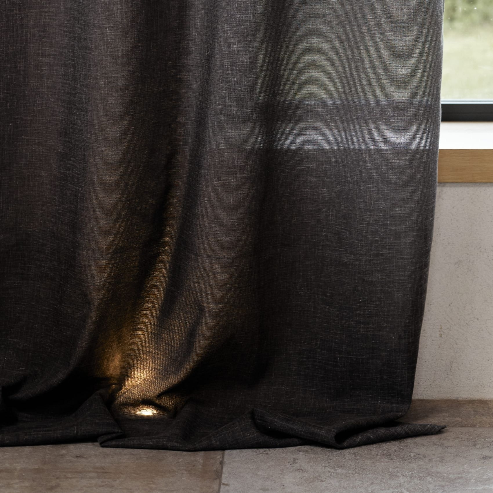 Rideau poly-lin à œillets - Gris anthracite