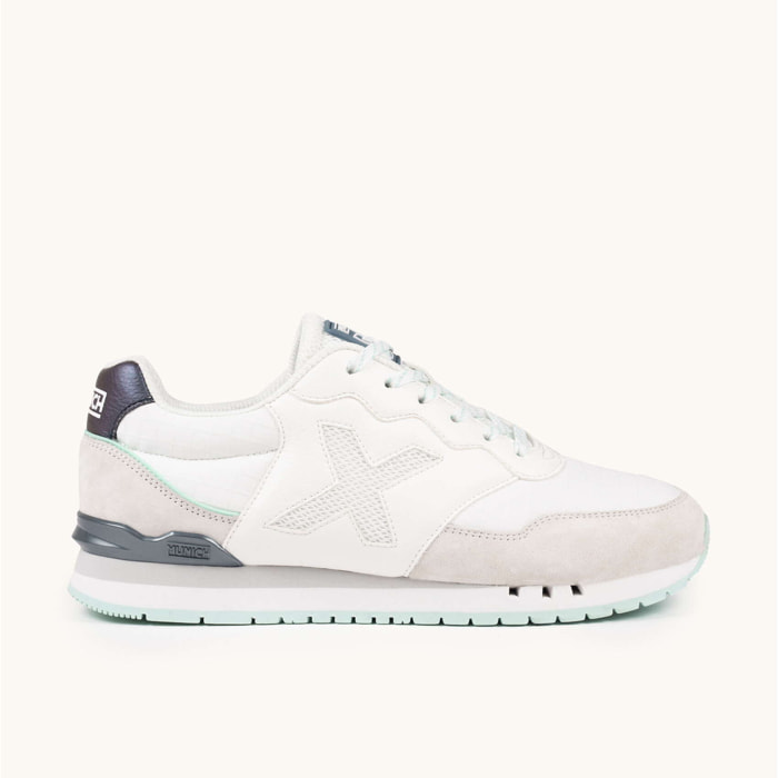 Zapatilla Retro Running Blanca con Detalles Gris Perla y Menta MUNICH DASH WMN 282