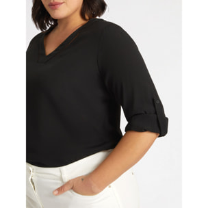 Fiorella Rubino - Blusa scollata a V con viscosa LENZING™ ECOVERO™ - Nero