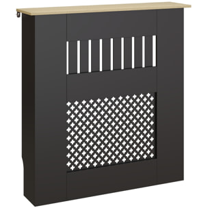 Cubre Radiadores, Cubreradiador de MDF, 78x19x81 cm, Cubierta para Radiador, Diseño Moderno de Listones y Nido de Abeja, para Salón, Dormitorio, Negro