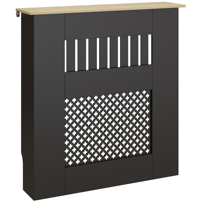 Cubre Radiadores, Cubreradiador de MDF, 78x19x81 cm, Cubierta para Radiador, Diseño Moderno de Listones y Nido de Abeja, para Salón, Dormitorio, Negro