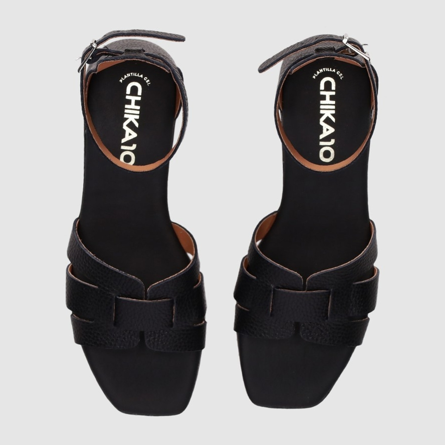 Sandalias de Piel - Negro - Tacón: 3 cm