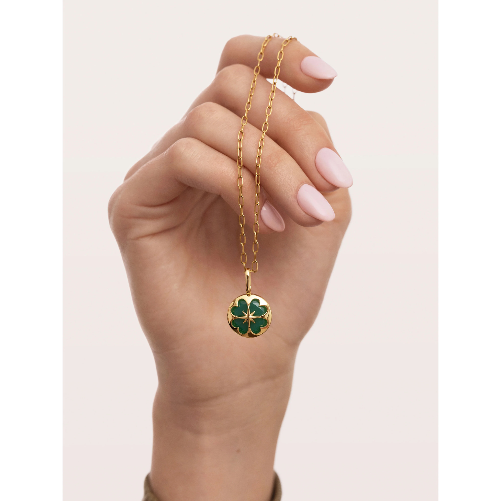 Charm Trifoglio Agata Stone Placcato Oro