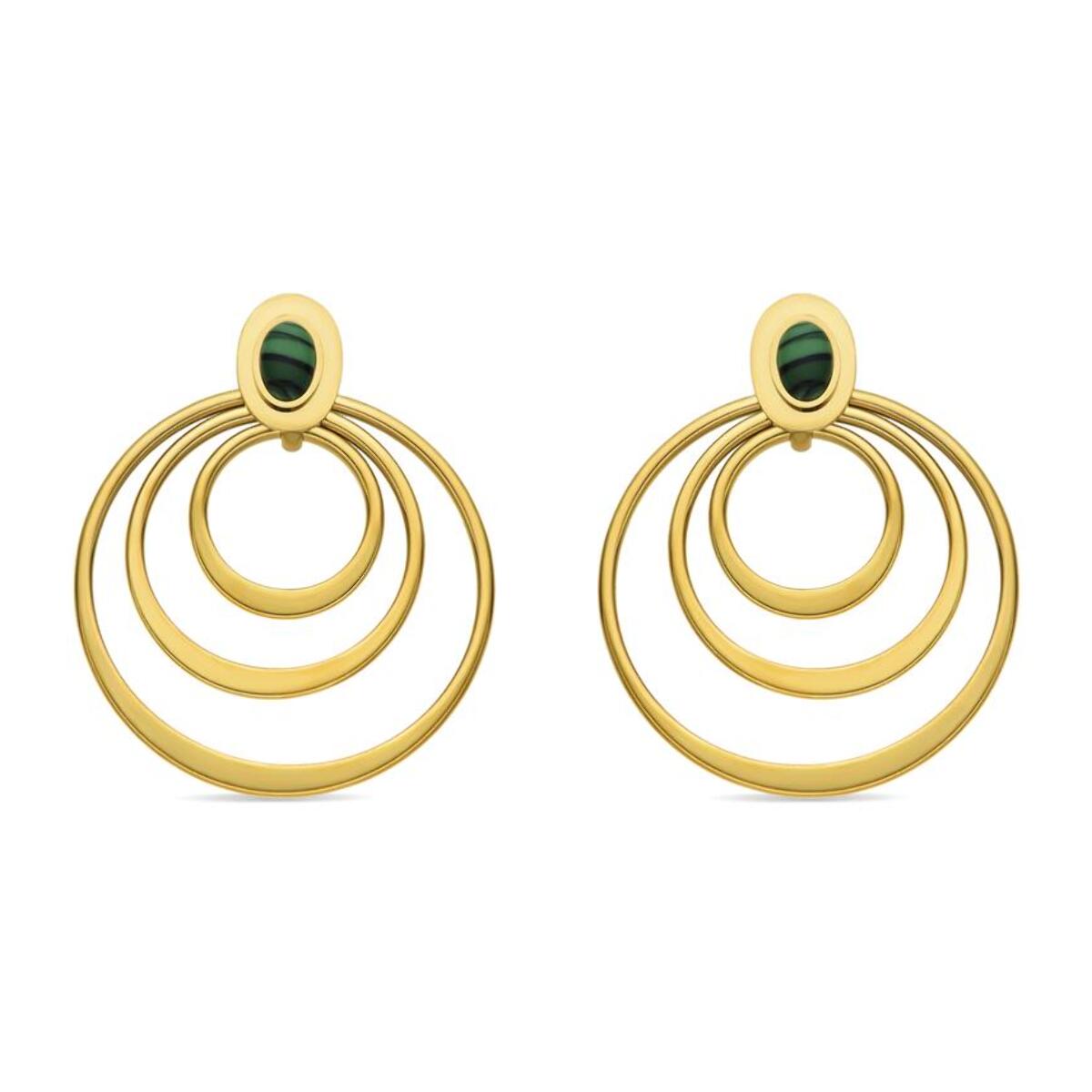 Pendientes con Malaquita acabado oro 18k