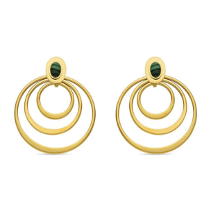 Pendientes con Malaquita acabado oro 18k