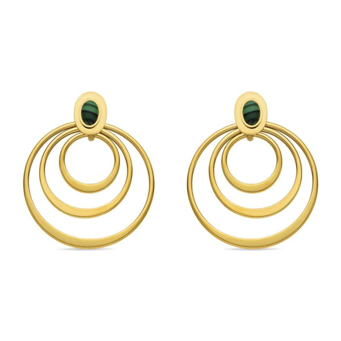 Pendientes con Malaquita acabado oro 18k
