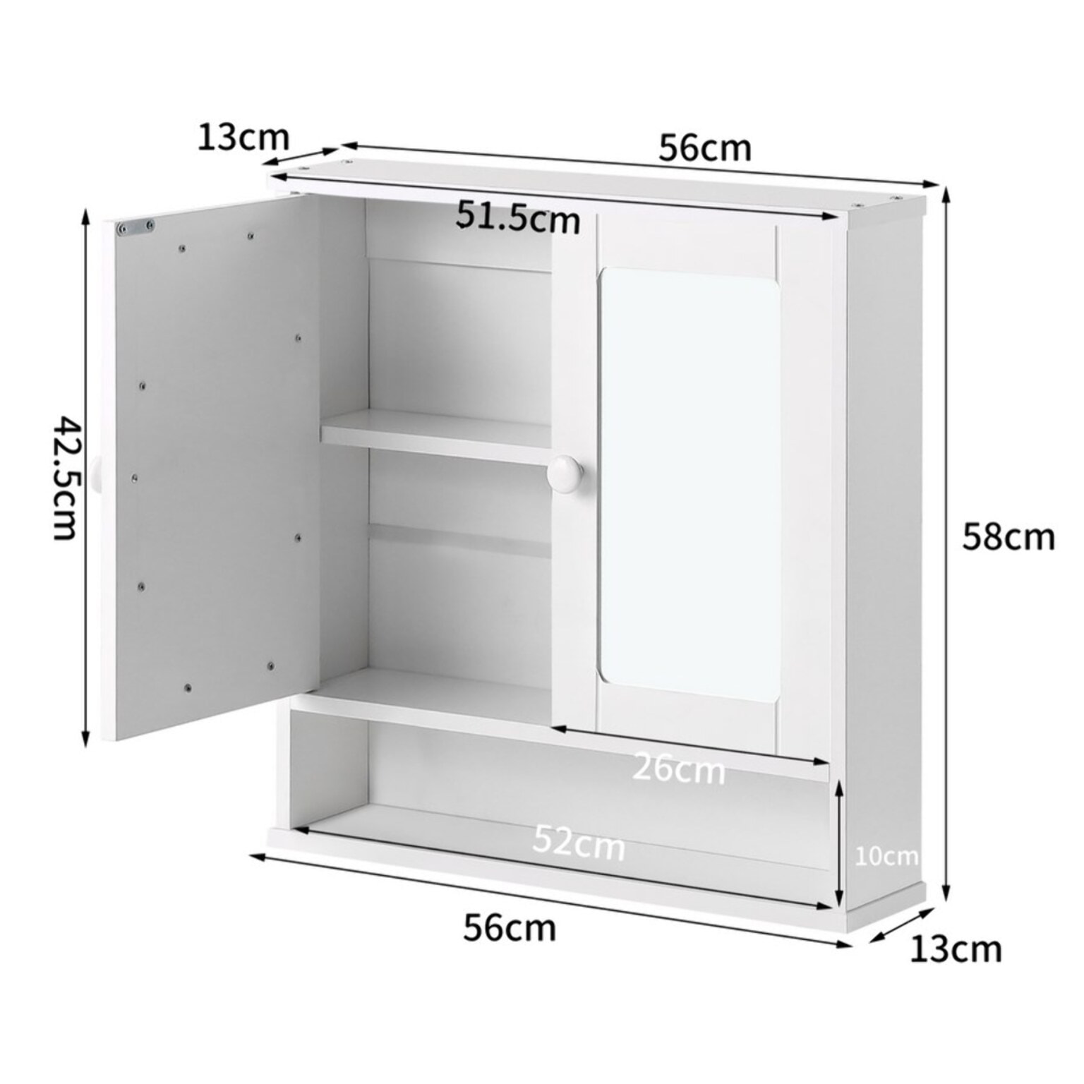 Mobiletto da bagno 2 ante con specchio e 1 mensola - Joyce
