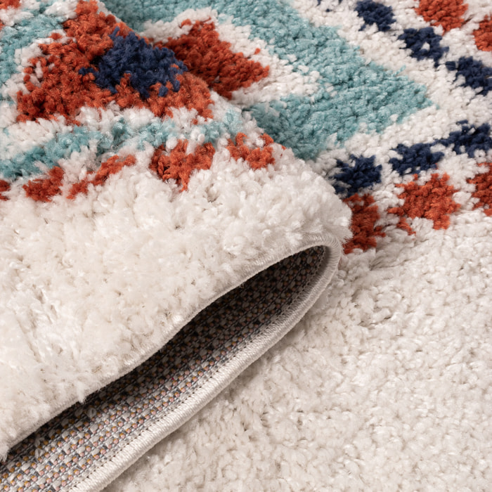 Tipi - tapis shaggy en laine artificielle à motif berbère multicolore
