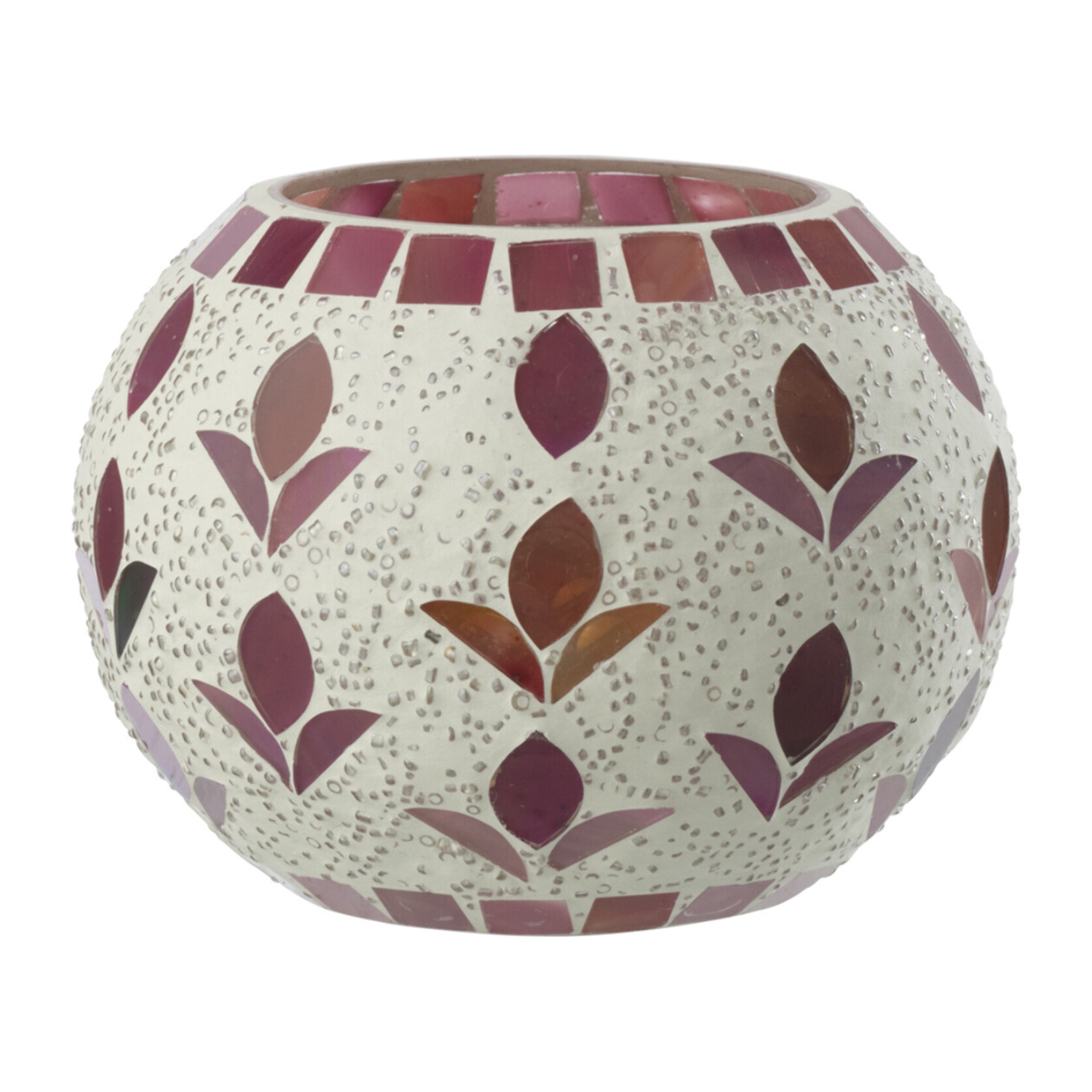 J-Line Chandelier - verre - blanc cassé/fuchsia - medium