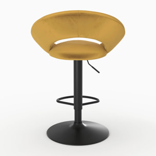 Lot de 2 chaises de bar en velours jaune curry 61/76,5 cm - Cloclo