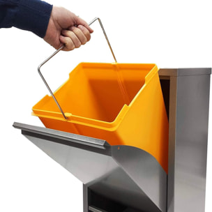 Well home - cubo de basura y reciclaje metálico de 2 compartimentos, 2x17l (34l) blanco mate