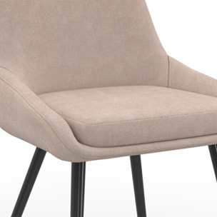 Chaises Ornella tissu taupe et pieds métal - lot de 6
