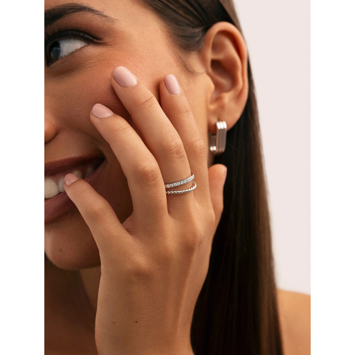 Anillo Doble Tressia Spark Acero