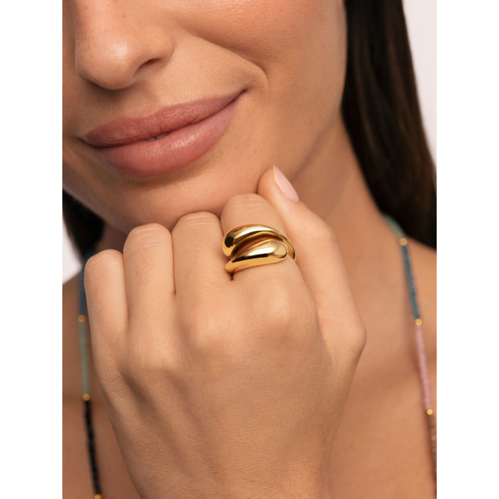 Anillo Maxi Abbraccio Acero Baño Oro