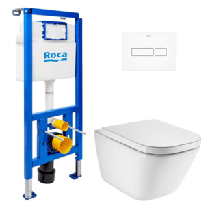 Pack WC bâti-support ECO 2 L Swiss Aqua Technologies + WC suspendu Roca avec abattant SoftClose + plaque blanche (ROROGAWR04-IN)