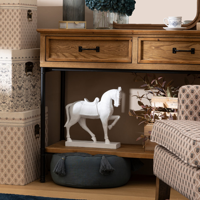 Cheval Little cottage H.35cm résine