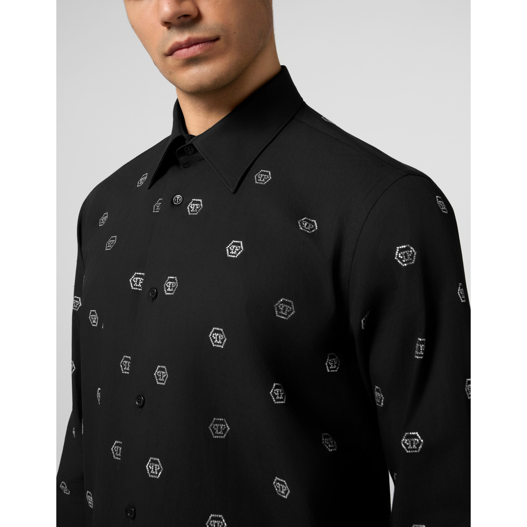 PHILIPP PLEIN Sugar Daddy Cut Shirt Monogram Strass