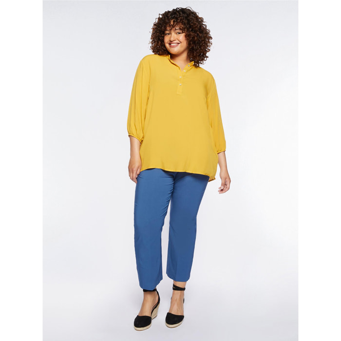 Fiorella Rubino - Blusa in viscosa con scollo tondo - Giallo