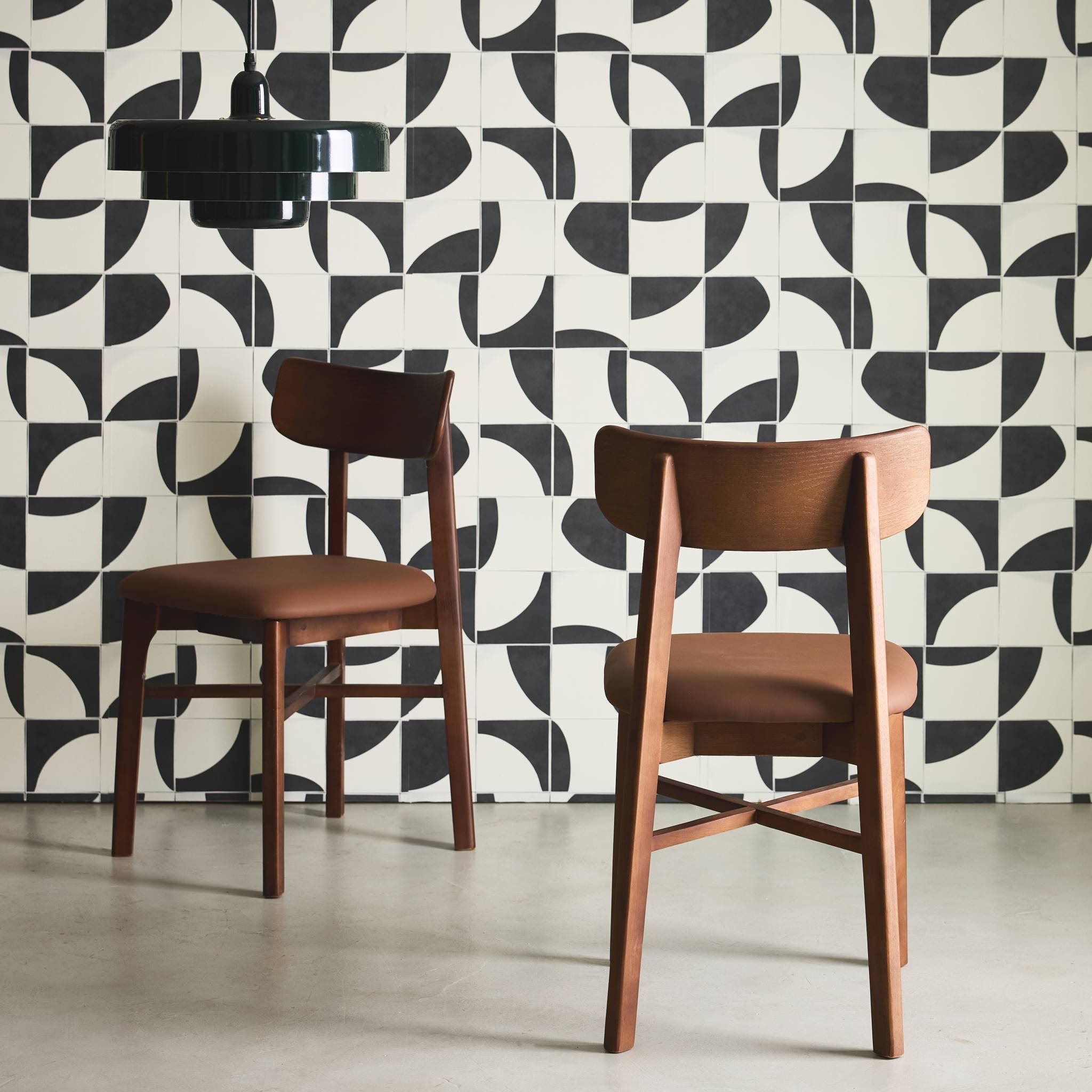 Chaises bois d'hévéa et simili cuir (lot de 2) THÉA