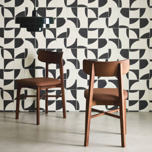 Chaises bois d'hévéa et simili cuir (lot de 2) THÉA