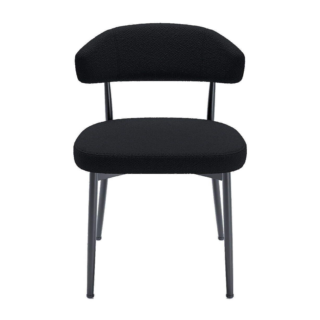 Lot de 2 chaises de salle à manger en tissu bouclette gris anthracite & métal noir