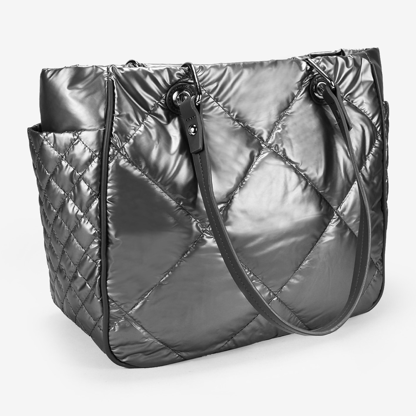 Bolso shopper plomo acolchado