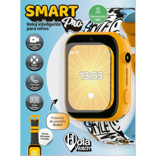 RELOJ INTELIGENTE HOLAWATCH "SMART PRO BLACK" GPS CON CORREAS INTERCAMBIABLES Y PROTECTOR DE PANTALLA