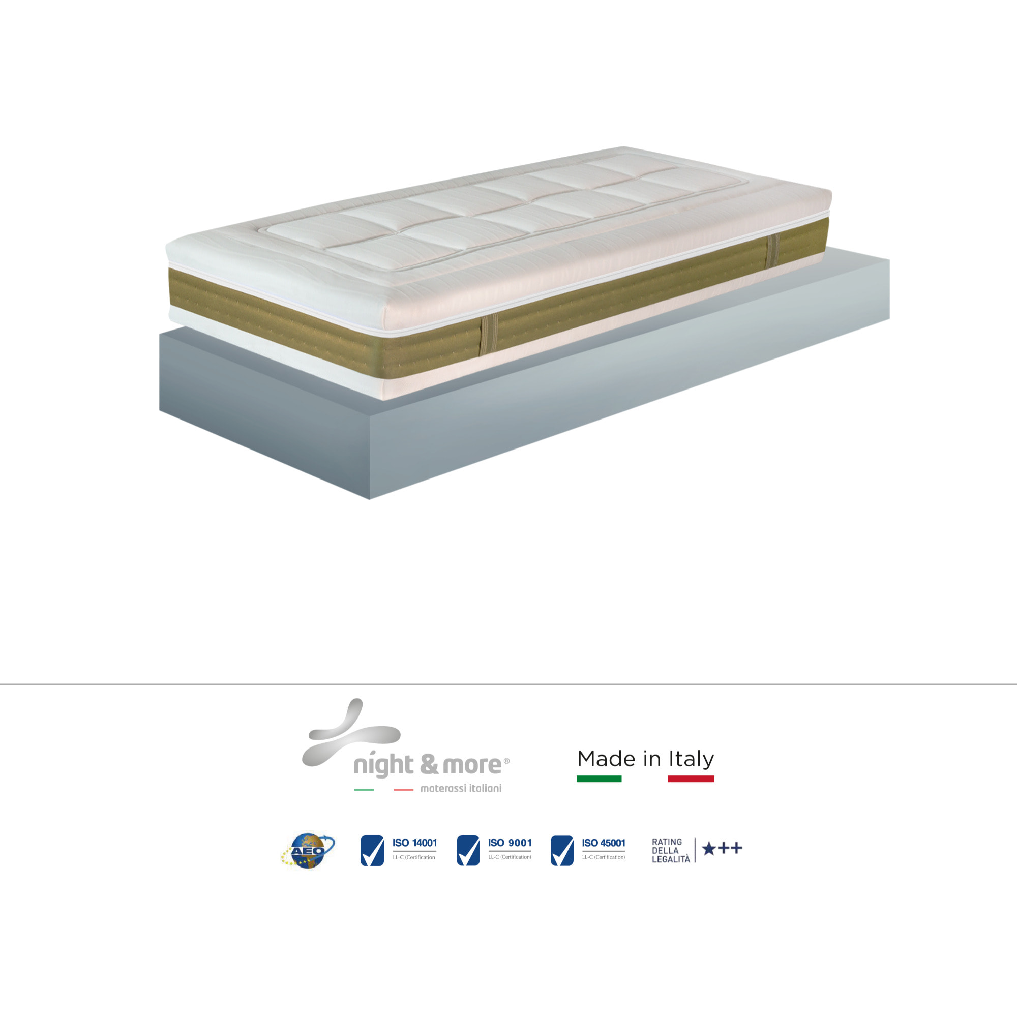 "ELEGANCE FOAM" H25 cm 80x190 guanciale Memory OMAGGIO 5 strati in FOAM arrotolato