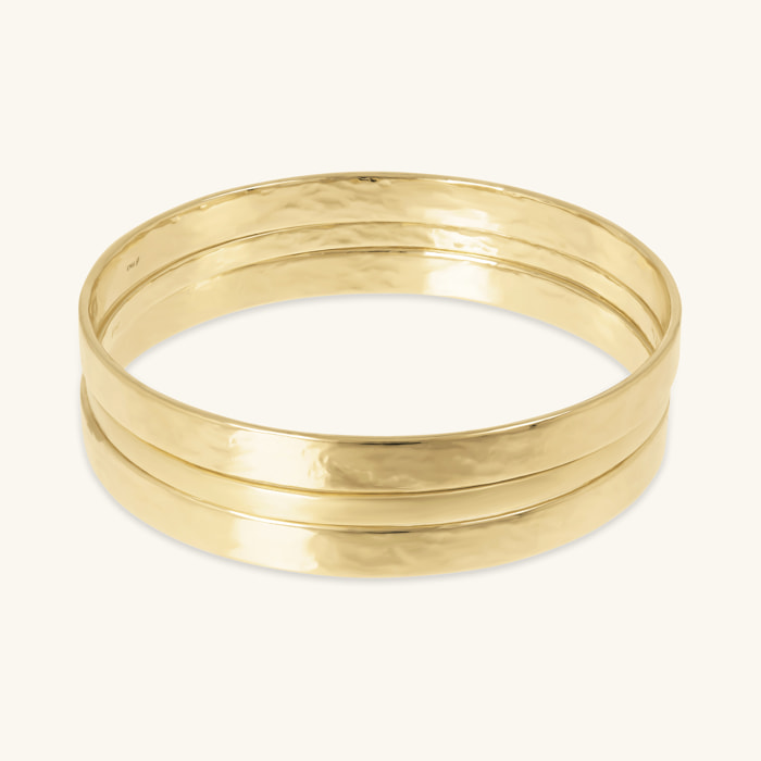 Set Tre Bracciali Rigidi Martellati e Satinati