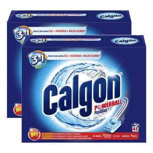 Calgon Powerball Pastillas - Antical para la Lavadora, Elimina Olores y Suciedad - 90 pastillas