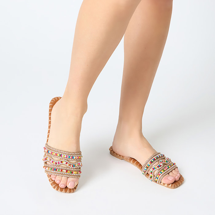Sandali bassi donna cognac