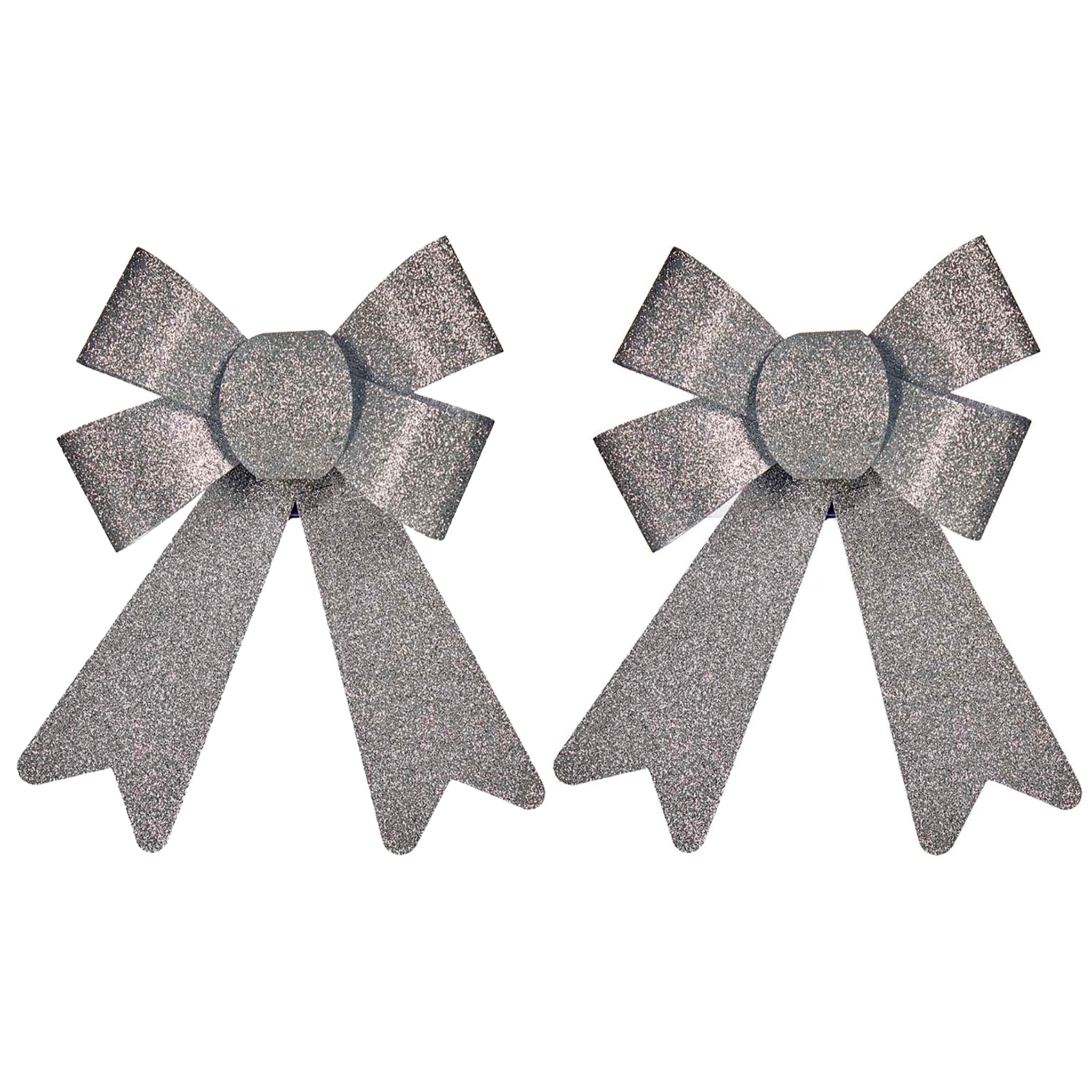 SET DI 2 FIOCCHI DECORATIVI. 15x17 CM ARGENTO