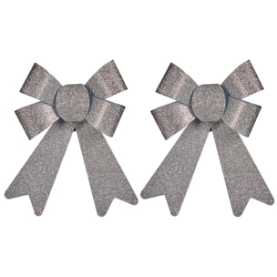 SET DI 2 FIOCCHI DECORATIVI. 15x17 CM ARGENTO