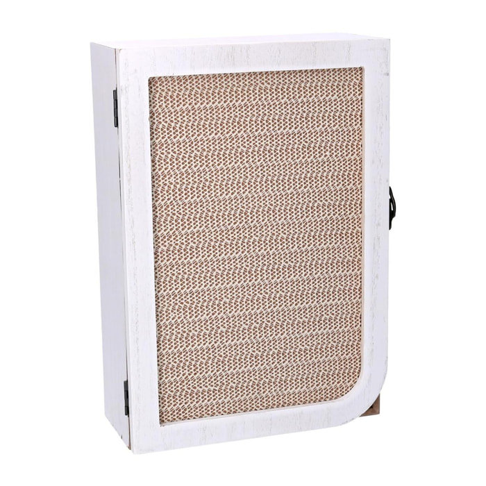 Portachiavi cancelletto in legno con 3 ganci bianco rettangolare cm20x9,5x29