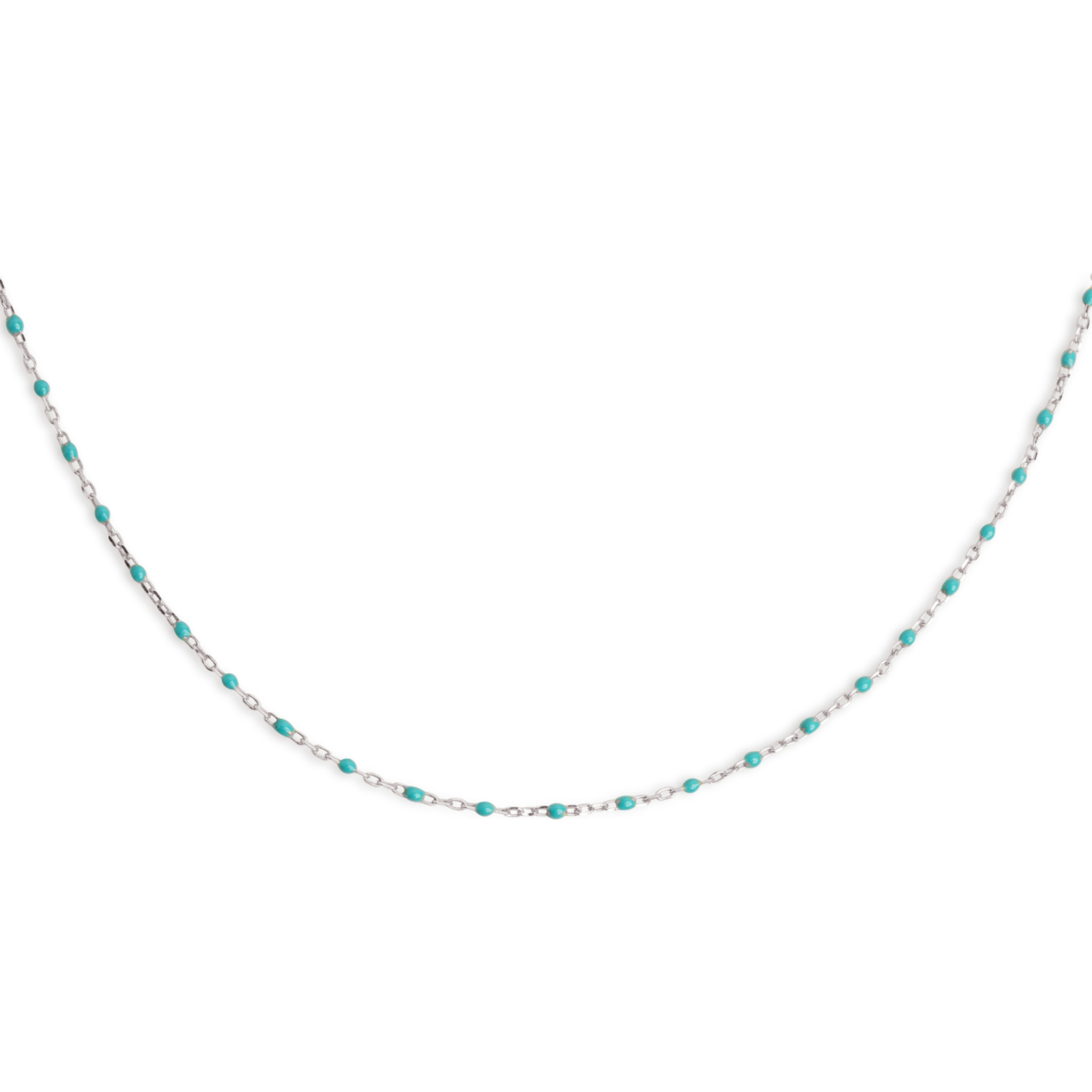Collar Dots Turquoise Enamel Plata