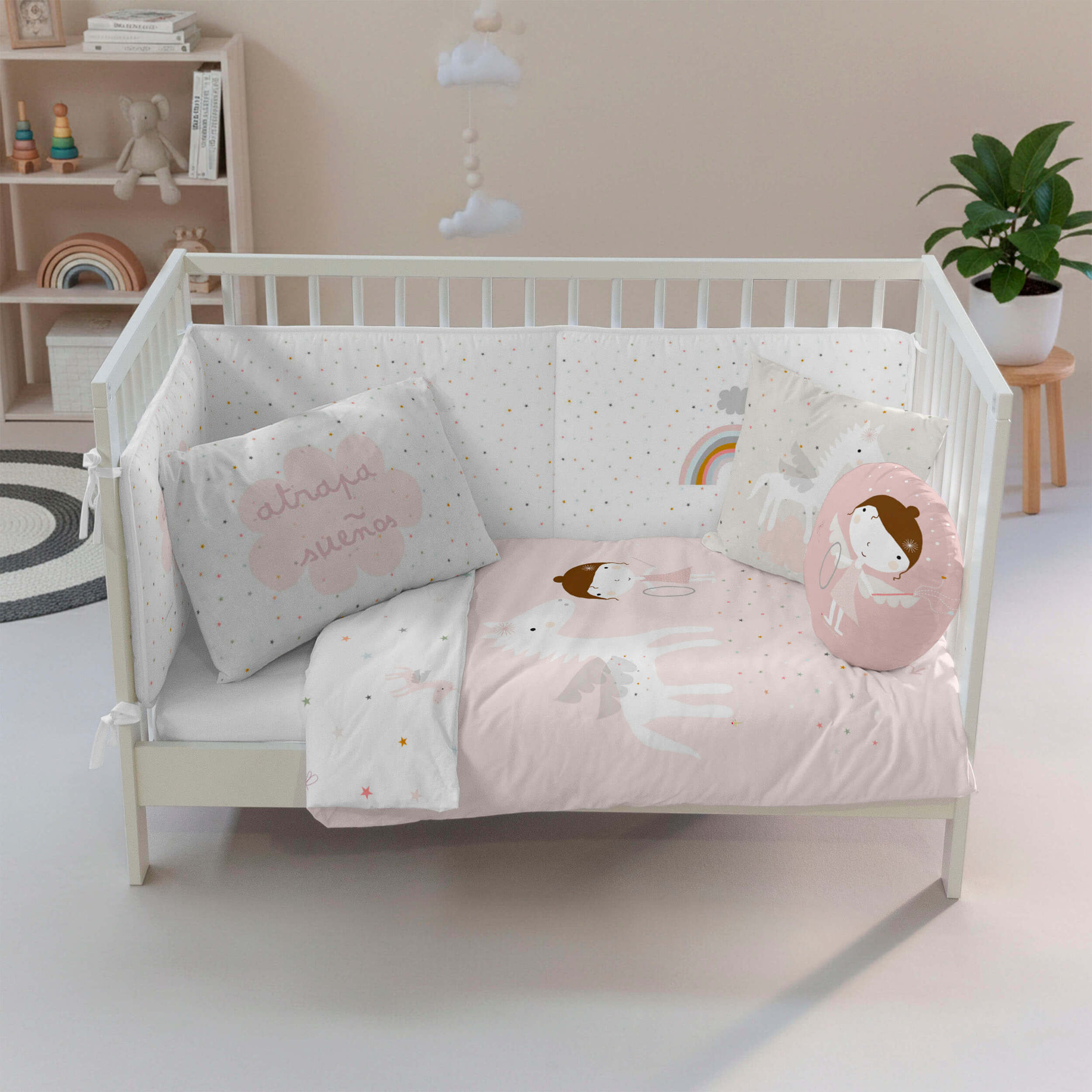 Funda Nórdica Estampada - Reversible - Infantil - Cierre Solapa - 100% Algodón - Incluye 1 Funda de Almohada - Cuna/Maxicuna - Pegaso Mágico