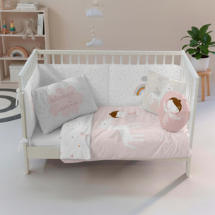 Funda Nórdica Estampada - Reversible - Infantil - Cierre Solapa - 100% Algodón - Incluye 1 Funda de Almohada - Cuna/Maxicuna - Pegaso Mágico