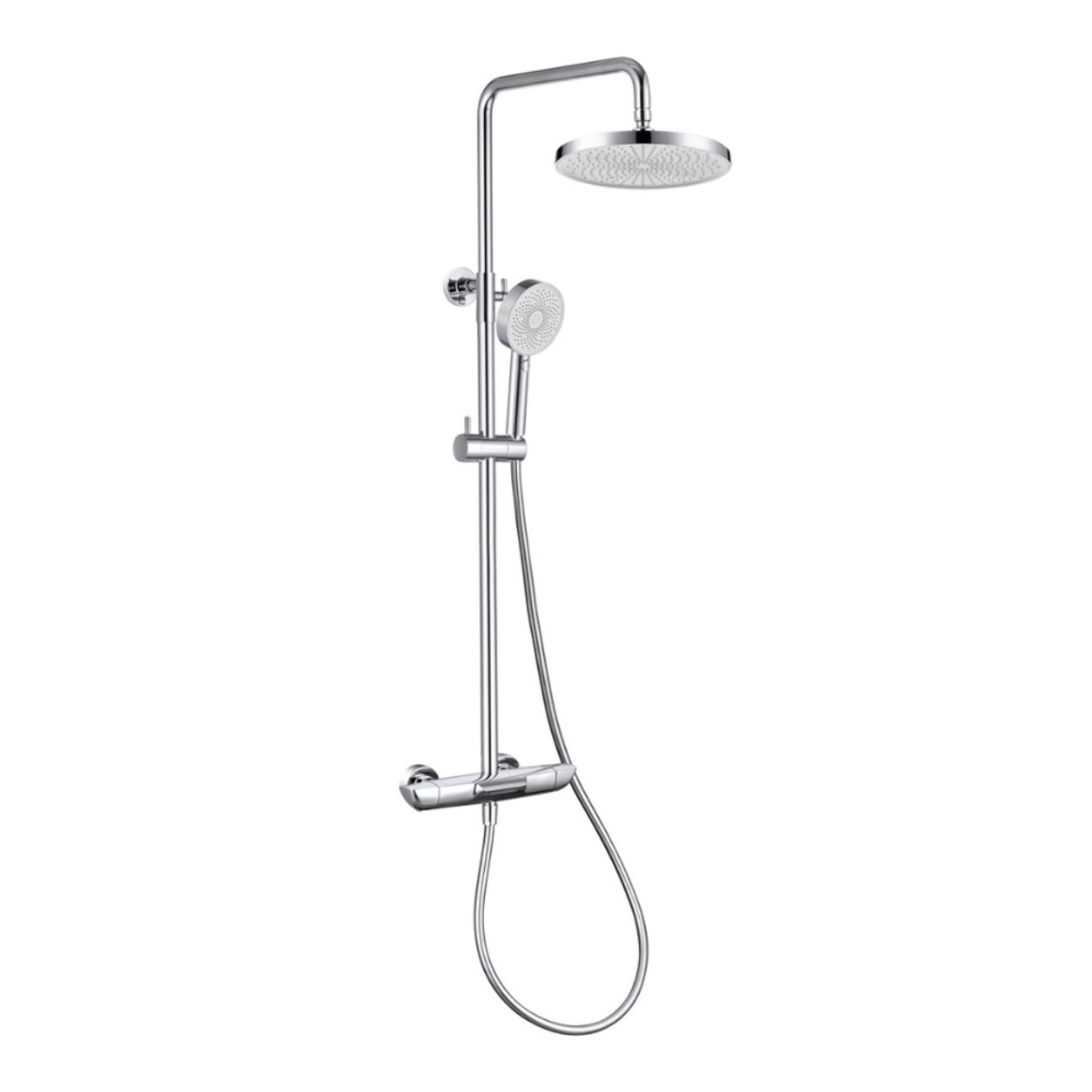 Ensemble bain/douche 3 jets avec mitigeur thermostatique de baignoire + douche de tête + douchette à main, chrome (SATSSTVK)