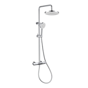 Ensemble bain/douche 3 jets avec mitigeur thermostatique de baignoire + douche de tête + douchette à main, chrome (SATSSTVK)