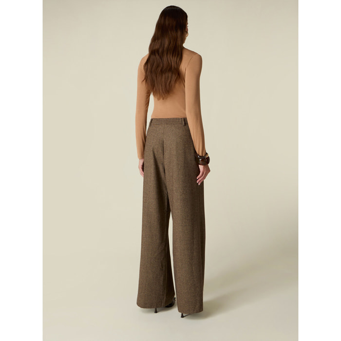 Oltre - Pantalones palazzo de mezcla de lana - Marrón