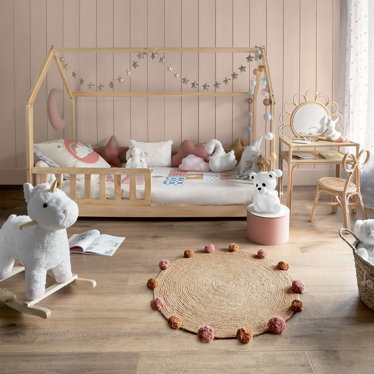Lit cabane enfant "Bosco" - bois 90x190 cm